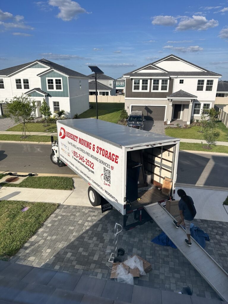 Moving truck loading and unloading